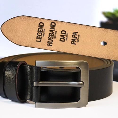 Personalized Dad Belt Legend Husband Dad Papa - Custom Fist Bump Engraved Leather 2 Sided Belts, Customized Handmade Belt, Gift For Husband on Father's Day, Fathers Day Gift From Wife2