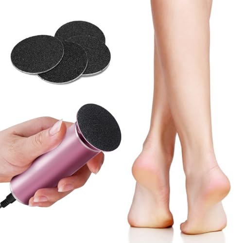 krofaue Electric Foot File Remover Callus Adjustable Speed File Grinder, Professional Summer Pedicure Tool with 60pcs Replacement Sandpaper Disks for