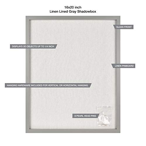 Image of MCS Linen Lined Shadow Box Frame, 12 x 12 Inch, Gray