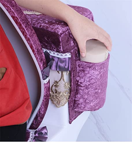 ZSMLB Plüsch-Toilettensitzbezug mit Spitzen-Toilettensitzbezug, warm, weich, Badezimmer-Toilettensitzkissen, universell – Bild 4