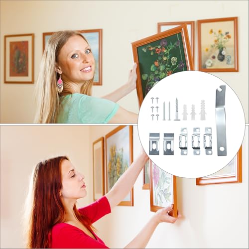 Image of QWORK Frame Lock Security Hanging Kit with T-Head Screws - 25 Pack, Theft Protection for Art Displays in Galleries, Museums