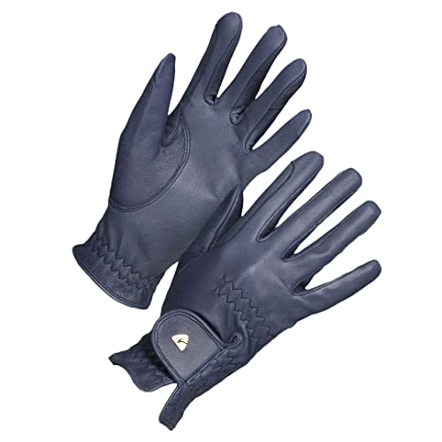 Aubrion Guantes de equitación de cuero para niños/niños (S) (azul marino), azul marino, Small Cover