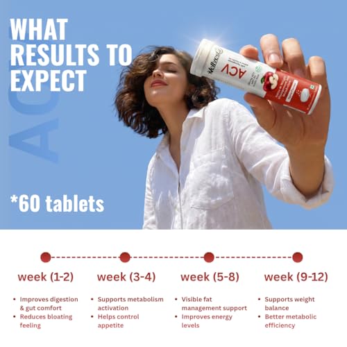 Image of ACV Effervescent Tablet, Apple Flavour, with Pomegranate Extract & Vitamin B6, 500mg, No Sugar Added, (pack of 4)