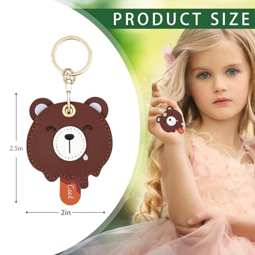 Image of Leather Keychain Case Holder Compatible with Apple AirTag, GPS Airtag Keychain Finder Tracker with Key Ring, Anti-Scratch Protective Air Tag Cover | Leather