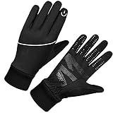 MOREOK Winter Thermal Gloves, Windproof Touch Screen Warm Gloves for Driving,Cycling,Riding,Running for Men Women-M