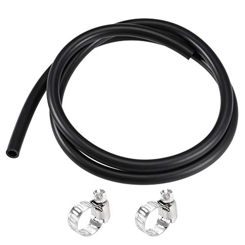 sourcing map Lubricating Oil Hose 6mm(1/4) ID 9mm OD 3.3ft Rubber Water Hose Black, 2 Clamps