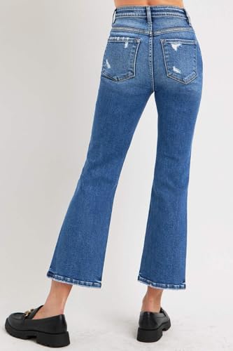 SALT TREE Risen Jeans - Tummy Control High Rise Crop Bootcut Jeans - RDP59372