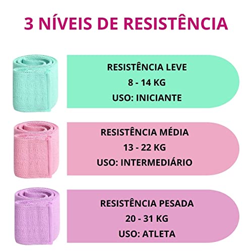 Kit 3 Faixas Elásticas Weemsbox Yoga Ginástica Academia Treino Exercício Casa 3 Níveis Fitness Banda
