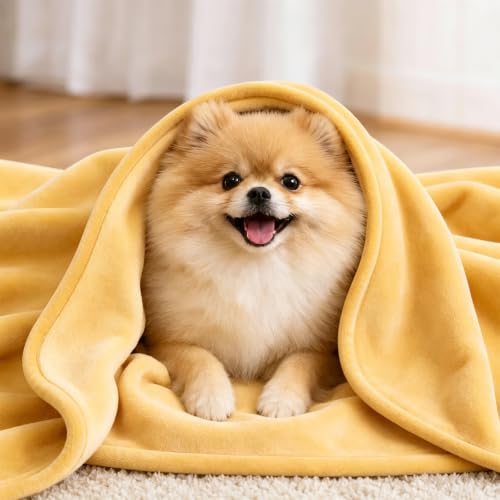 Image of LOOBANI Waterproof Puppy Blanket for Dog Crate, 30 inchx40 inch, Yellow