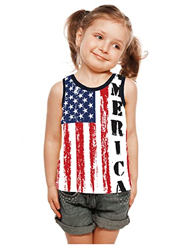 Toddler Boy Girl 4th of July Tank Cotton Kids American Flag Shirts Patriotic Outfit Independence Day Tees Top3