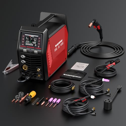 Image of ARCCAPTAIN MIG205 PCT MIG Welder 8 IN 1 iControl APP Control Plasma Cutter /Pulse MIG /Flux Core /Pulse DC HF /Lift TIG /Stick /Spool Gun /Aluminum Welding Machine 120 /240V Dual Voltage Multiprocess Welder
