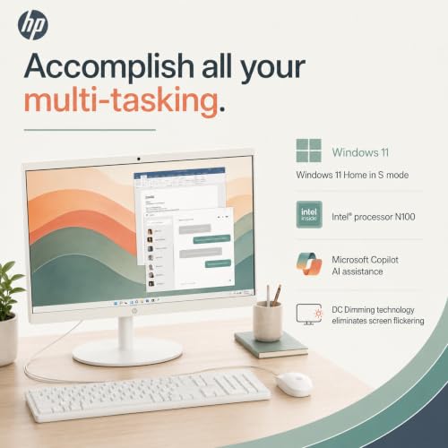 Image of HP 22 inch All-in-One Desktop Computer, 16GB DDR5 RAM, 640GB Storage