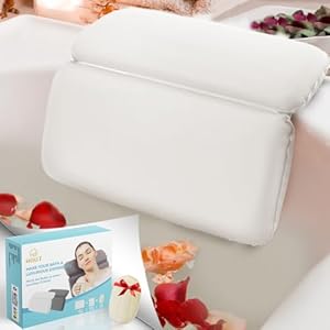 HOUT® Badkussen, badaccessoires en badkussen met 7 zuignappen, spa-kussens en badkameraccessoires, luxe badaccessoires voor whirlpool, badkuipen en spa (wit)