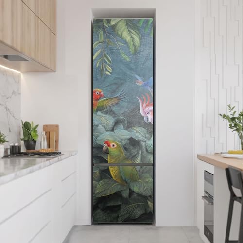 Vinilo para nevera de 60x205 cm impermeable con diseño de aves tropicales 3