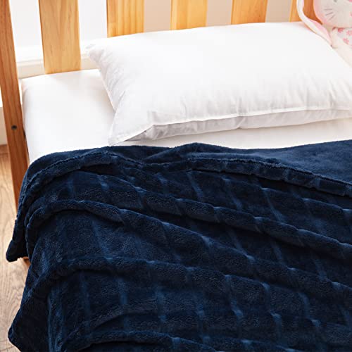 Bertte Plush Baby Blanket Swaddle Receiving Blankets Super Soft Warm Lightweight Breathable Unisex For Infant Toddler Crib Stroller, 33"X 43", Navy (Th-Solid001-Nv-33X43) #TOP3