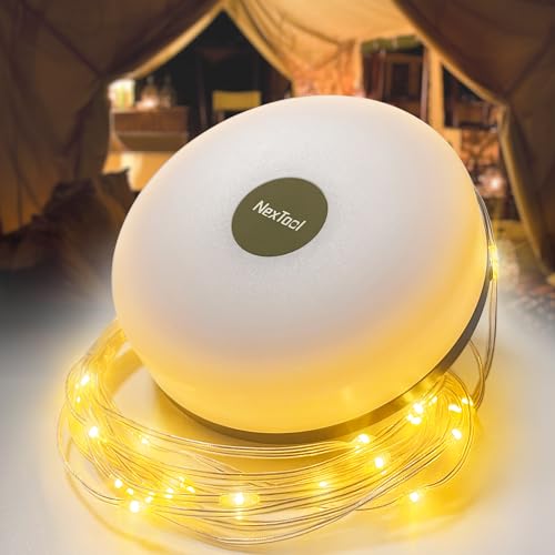 YOODI Camping Lichterkette 10m – Wasserdicht, 8 Beleuchtungsmodi, Wiederaufladbar über USB, Mit Aufroll-Funktion