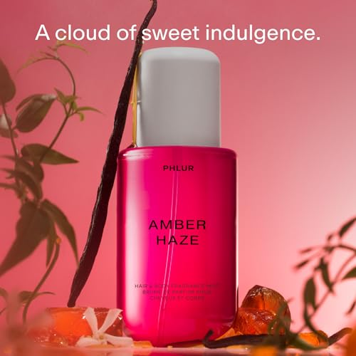 Image of PHLUR Amber Haze Body Mist, 8 Fl Oz - Hair and Body Perfume for Women, Amber & Vanilla Body Spray with Saffron, Jasmine and Musk Fragrance