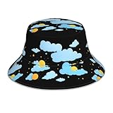 WHJSSF Paintings in The Sky Reflektierender Fischerhut, Unisex, Sonnenschutz, Kopfbedeckung für Damen und Herren, Schwarz