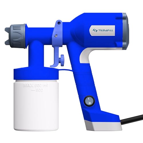 Tilswall Paint Sprayer,Upgraded Ultra-Light Electric Paint Spray Gun with 2 Nozzles & 3 Patterns Easy to Clean for Fences, Sheds, Walls, Ceilings, Furniture, Cabinets, Garden & DIY, Blue