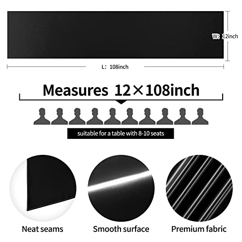 Beddeb 5-Pack Black Satin Table Runner 12 X 108 Inch Long Table Runner For Wedding, Black Birthday Party Decorations, Premium Table Runners For Banquets, Graduations, Engagements #TOP5