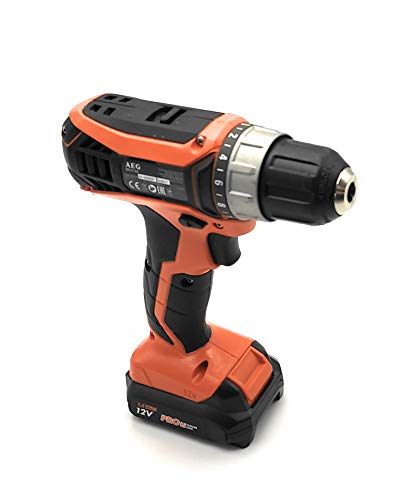 AEG - Perceuse/Visseuse Compacte 1,5Ah, 12V, Tradresman GEN 3-2 Vitesses - Mandrin 10mm - Livrée avec 2 Batteries Pro Lithium à Glissière 12V, 1 Chargeur et...