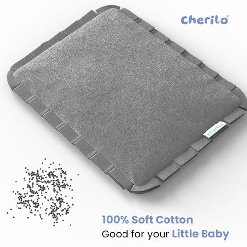 Image of Cherilo Mustard Seed Baby Comfort Cushion | Adjustable Filling | Velvet Fabric Cover | 28 x 21.5 x 2 cm - Grey Velvet