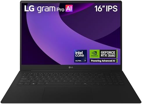 LG gram Pro 16-inch Lightweight Laptop Computer, Intel Evo Edition Powered by Intel Core Ultra7 255H Processor, NVIDIA RTX5050, Windows 11 Home, 32GB RAM, 2TB SSD, Black