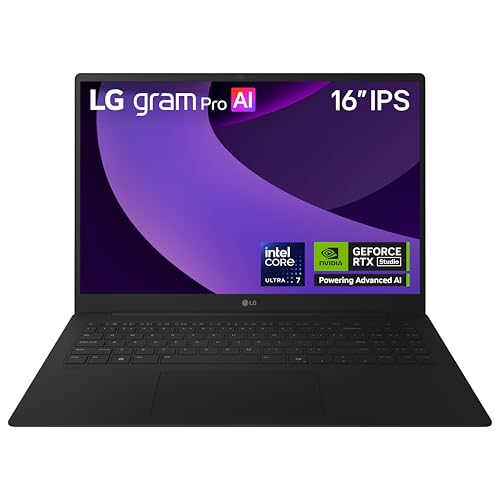 LG gram Pro 16-inch Lightweight Laptop Computer, Intel Evo Edition Powered by Intel Core Ultra7 255H Processor, NVIDIA RTX5050, Windows 11 Home, 32GB RAM, 2TB SSD, Black