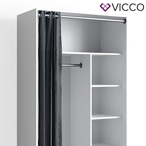 Vicco kledingkast plankenkast garderobe Doros wit mobiele open rollen - Image 7