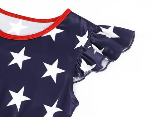 Eledobby 4th of July Girls Dress Independence Day Dresses American Flag Striped Flutter Sleeve Sundress Patriotic Outfits4