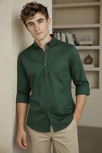Image of Allen Solly Men's Cotton Buttoned Down Shirt | Classic Fit, Soft Breathable Fabric, Smart Casual & Office Wear