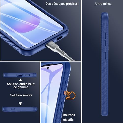 Coque Samsung A57 5G antichoc bleu mat protection intégrale 360