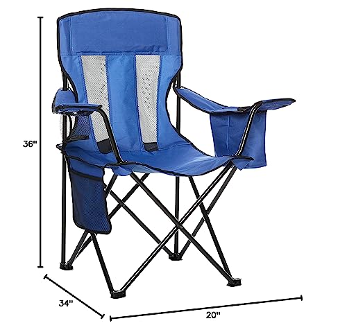 Amazon Basics Folding Mesh-Back Outdoor Camping Chair With Carrying Bag - 34 x 20 x 36 Inches, Blue Amazon Basics Folding Mesh-Back Outdoor Camping Chair With Carrying Bag - 34 x 20 x 36 Inches, Blue