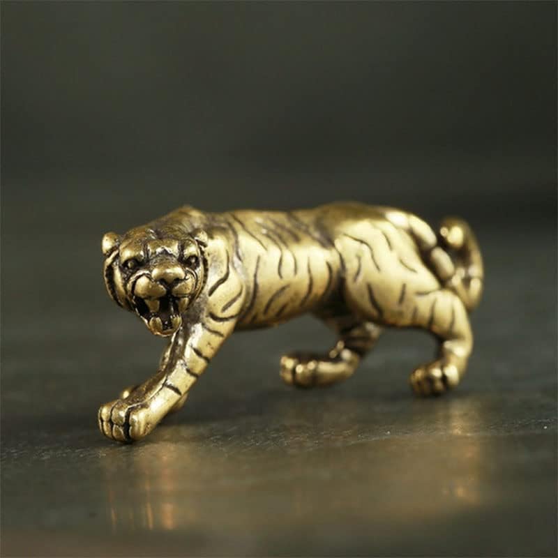Tnyvm Gold Antique Copper Tiger King Figurines Home Decor Accessories Vintage Brass Animal Ornaments...