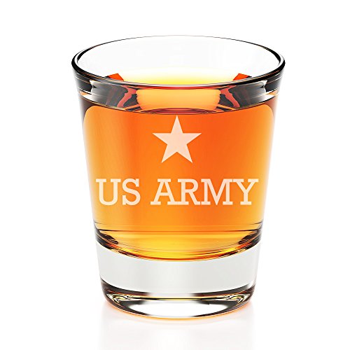 Star US Army Engraved Fluted Shot Glass - Set of 4