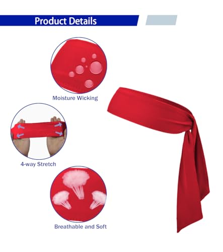 Image of Sport Tie Headbands Tennis Head Tie for Men Women Sports Fans Ninja Soccer Basketball Teams Head Ties Halloween