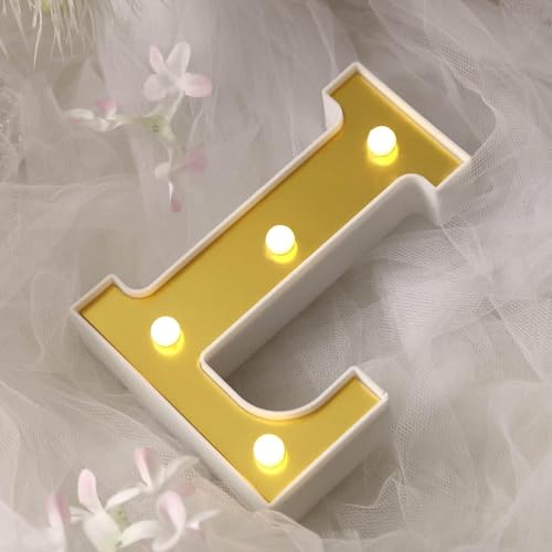 Image of Efavormart 6 inch Gold Marquee Letter L, Mirror Front Warm White LED Light Up 3D Sign, Battery Operated 72H Glow for Wedding Party & Wall Decor