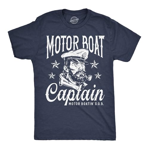 Motor Boat Captain Shirt for Men Sailor Graphic Tee Navy XL
