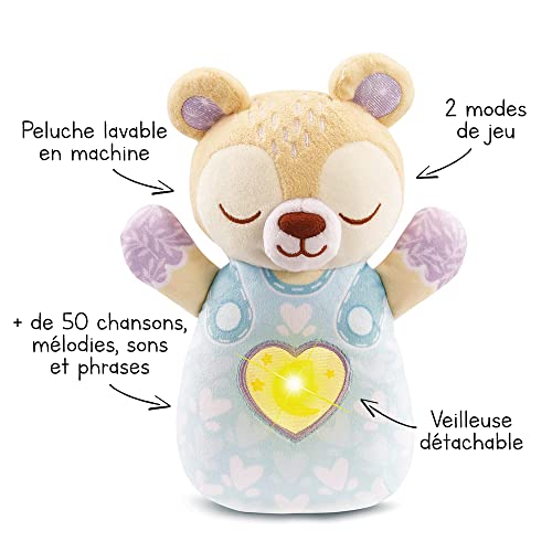 Ours en peluche bébé VTech bleu avec veilleuse musicale dodo