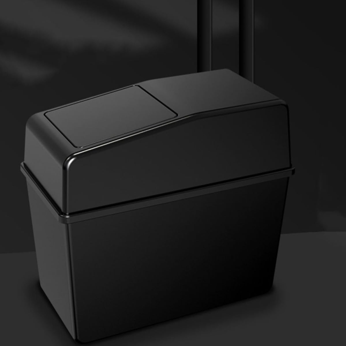 Black Plastic Car Trash Bin with Lid, Portable Waterproof Organizer image 5