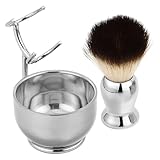 Gatuida Rasierpinsel Satz mit Schäumender Nylonbürste Edelstahl Rasierschale und Halter für Herren Bartpflege und Nassrasur im Salon