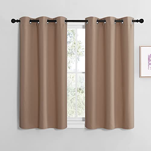 NICETOWN Room Darkening Curtain Panels for Cafe, Thermal Insulated Grommet Room Darkening Draperies/Drapes for Window (Cappuccino, 2 Panels, W42 x L40