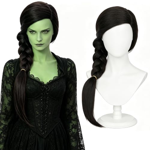 Image of S-noilite Long Black Brown Braid Witch Wig for Women Halloween Cosplay Wig