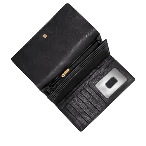 Image of Fossil Women's Logan Leather Wallet RFID Blocking Flap Clutch Organizer