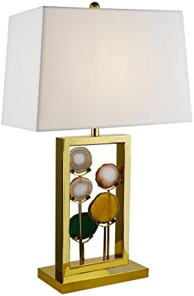 Side Table Lamp Brlighitng Unique Designed Room Lamp in Luxury Agate Pieces Gold Base for Living Room Bedroom Hotel Office Table Lamp