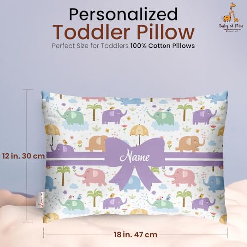 Image of Personalised Premium Baby Pillow - Super Soft Cotton Cushion for Kids (1 Month-5 Years), Cute Cartoon & Animal Prints, Neck Support, Head Shaping Pillow for Baby Sleep & Bedtime Comfort