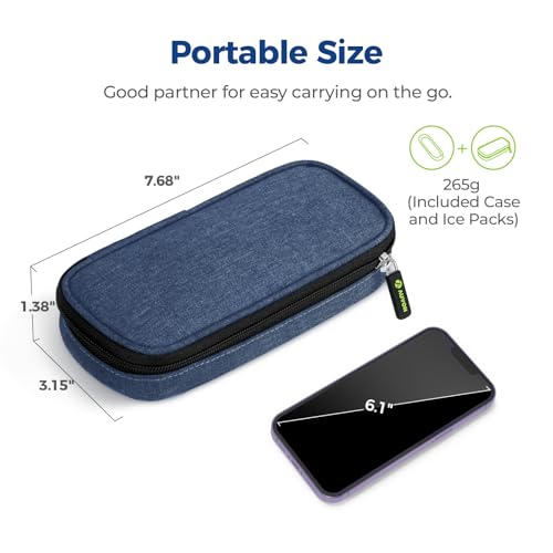 Image of AUVON Insulin Cooler Travel Case, Diabete Care, 2x90g TSA-Approved Ice Pack | Diabetic Medication Insulated Cooling Bag for 2 Insulin Pens and Diabetic Supplies Storage, Compact for Daily Life and Trips