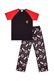 Herren Pyjama-Set Spiderman, lang, Schwarz / Rot, Schwarz , M