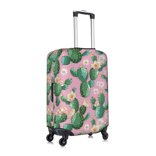 Green Pink Cactus Flower Luggage Cover Washable Suitcase Cover Anti-Scratch Luggage Protector Covers Elastic Suitcase Identify L fits 25-28 Inch Luggage3