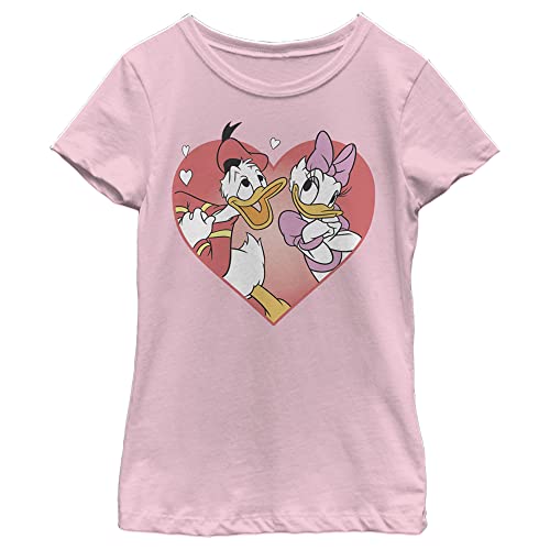 T-Shirt Disney Donald et Daisy un motif plein d'amour rose clair